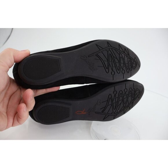 Earthies Essen Ballet Flats 7.5 B Cages Elastic Strap Black Suede Comfy Pointy - Picture 9 of 13